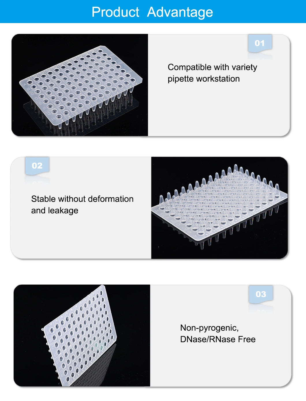 Automated Processes 0.2ml Non-Skirteded Clear 96 Well PCR Plate/Tubes Reliable Real Time PCR Results for Clinical Diagnostics Lab Work